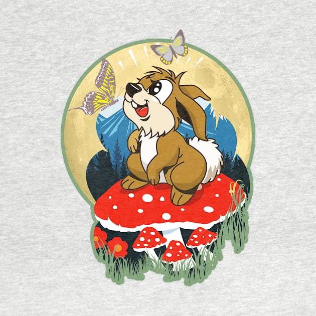 Bunny on a Mushroom by PalmGallery